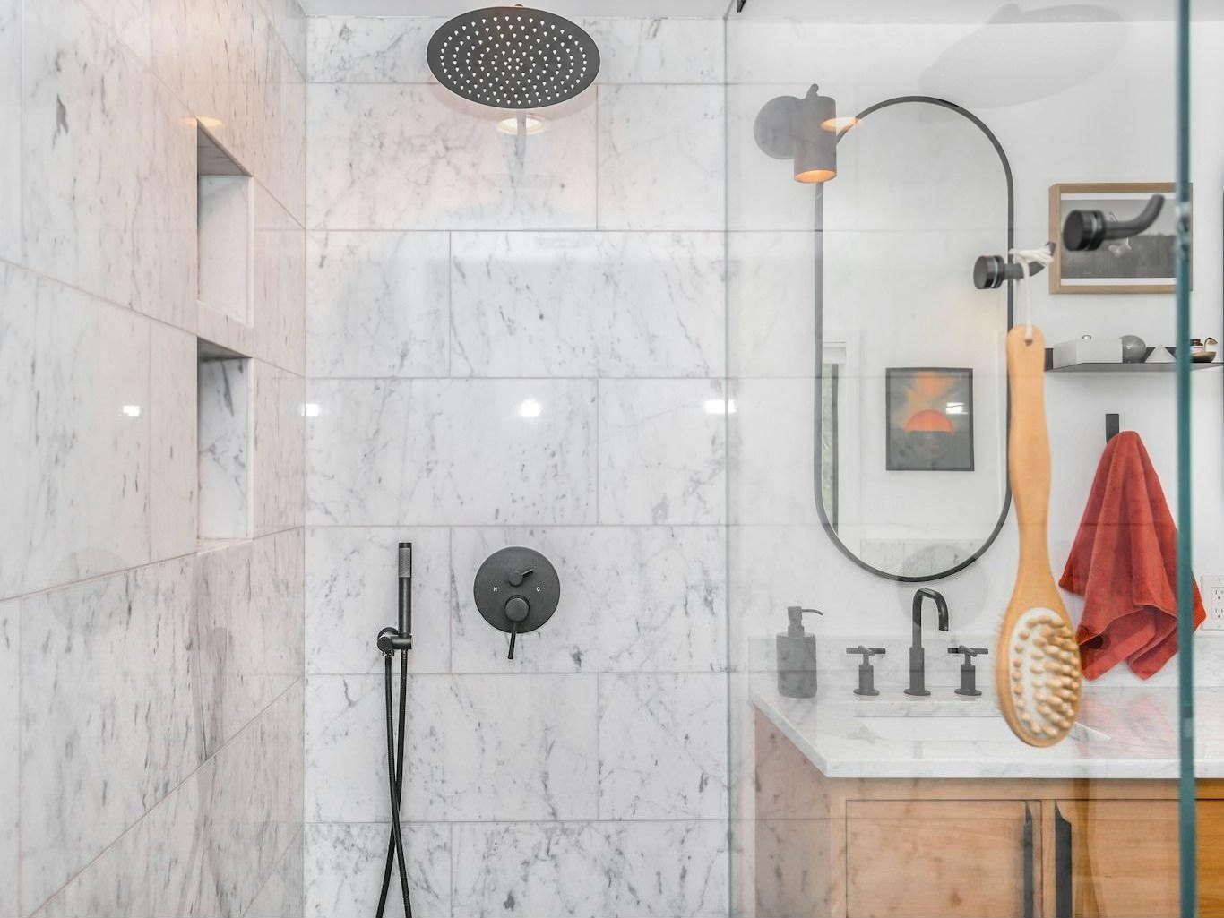 Renovated family bathroom with walk-in shower
